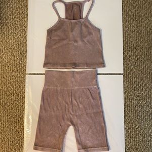 Two piece athletic top and shorts set
